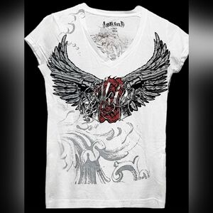 Skin Heart Wings V-Neck Shirt